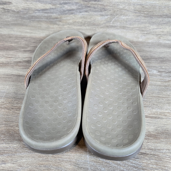 Vionic Tide II Toe Post Bronze Metallic Leather Orthaheel Flip Flop Womens Sz 11 - Picture 4 of 9